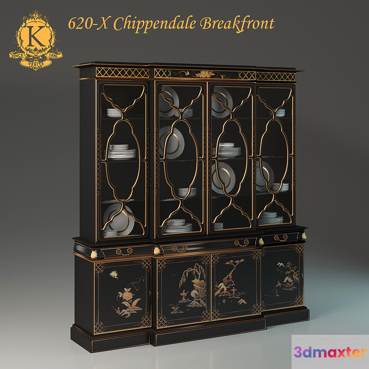 Karges 620-X Chippendale Breakfront 3D Max