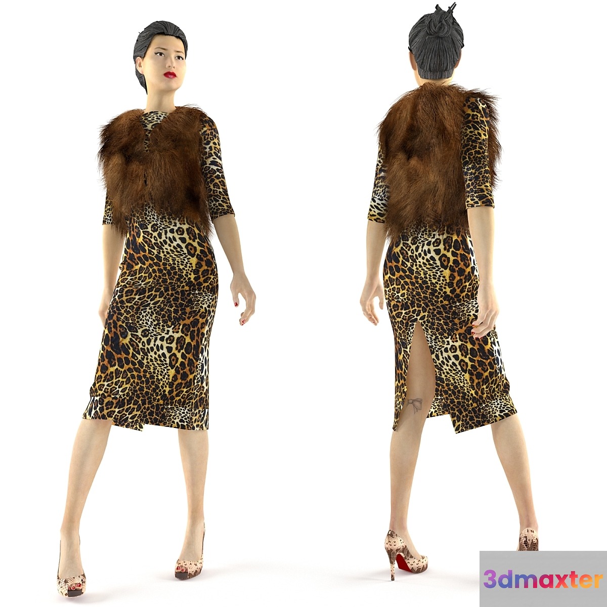 girl in a fur vest