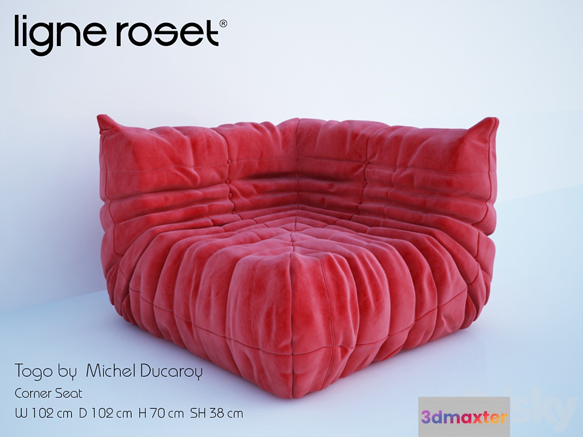 Togo Corner Seat Michael Ducaroy. Ligne Roset. 3D Max