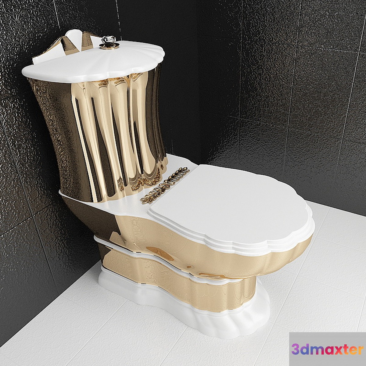 Floorstanding WC Gold classic 3D Max