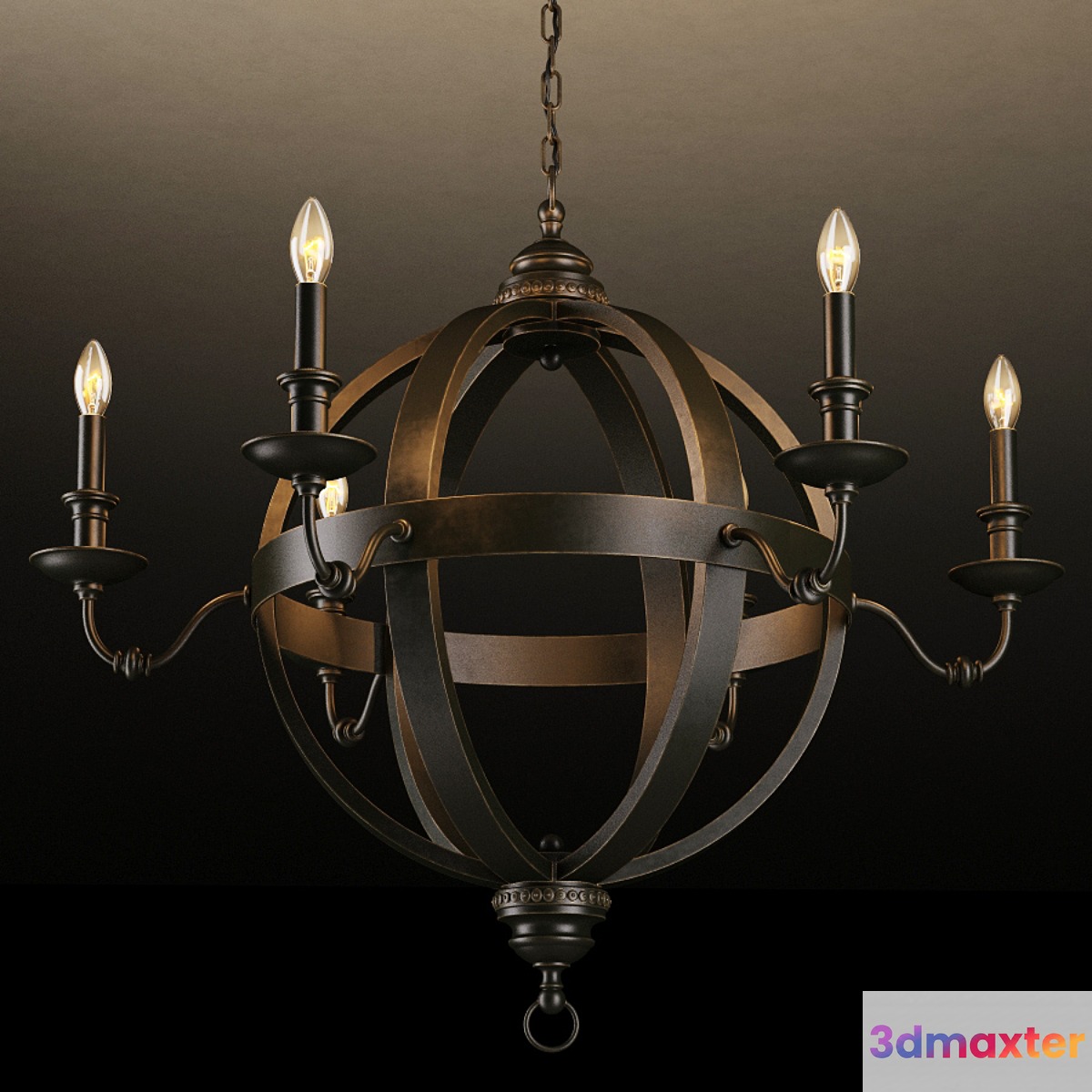 GRAMERCY HOME - MEDIEVAL METAL ORB CHANDELIER CH029-8-ABG 3D Max