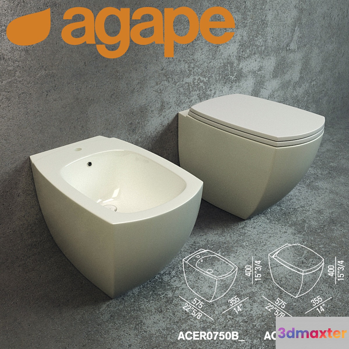 AGAPE 750 WC Bidet floor-standing Sanitary ware Benedini Associati 2005