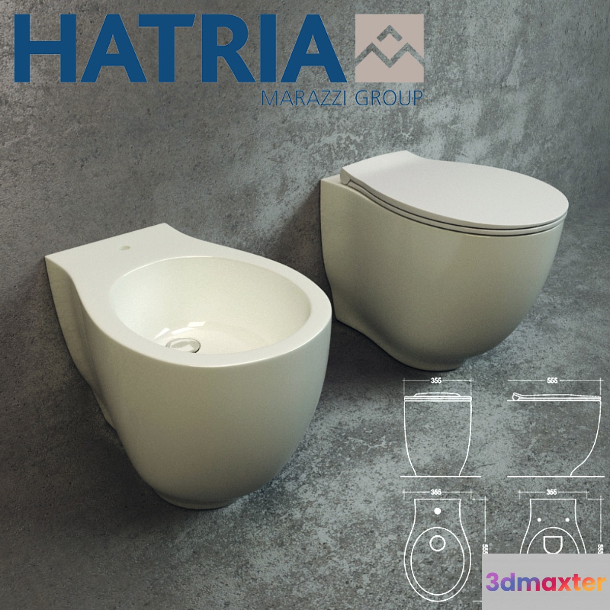 HATRIA Le Fiabe vaso (Y1AD) _bidet (Y1AA) filo muro (back to wall) 2014