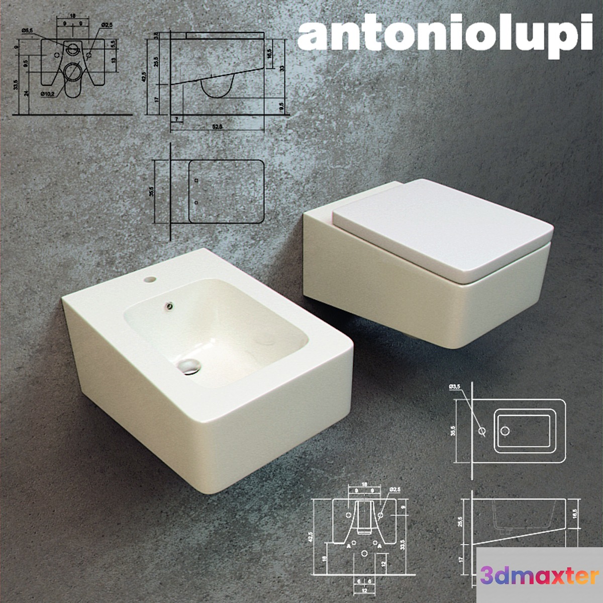 ANTONIO LUPI SANITARY WARE SQUADRO 3D Max