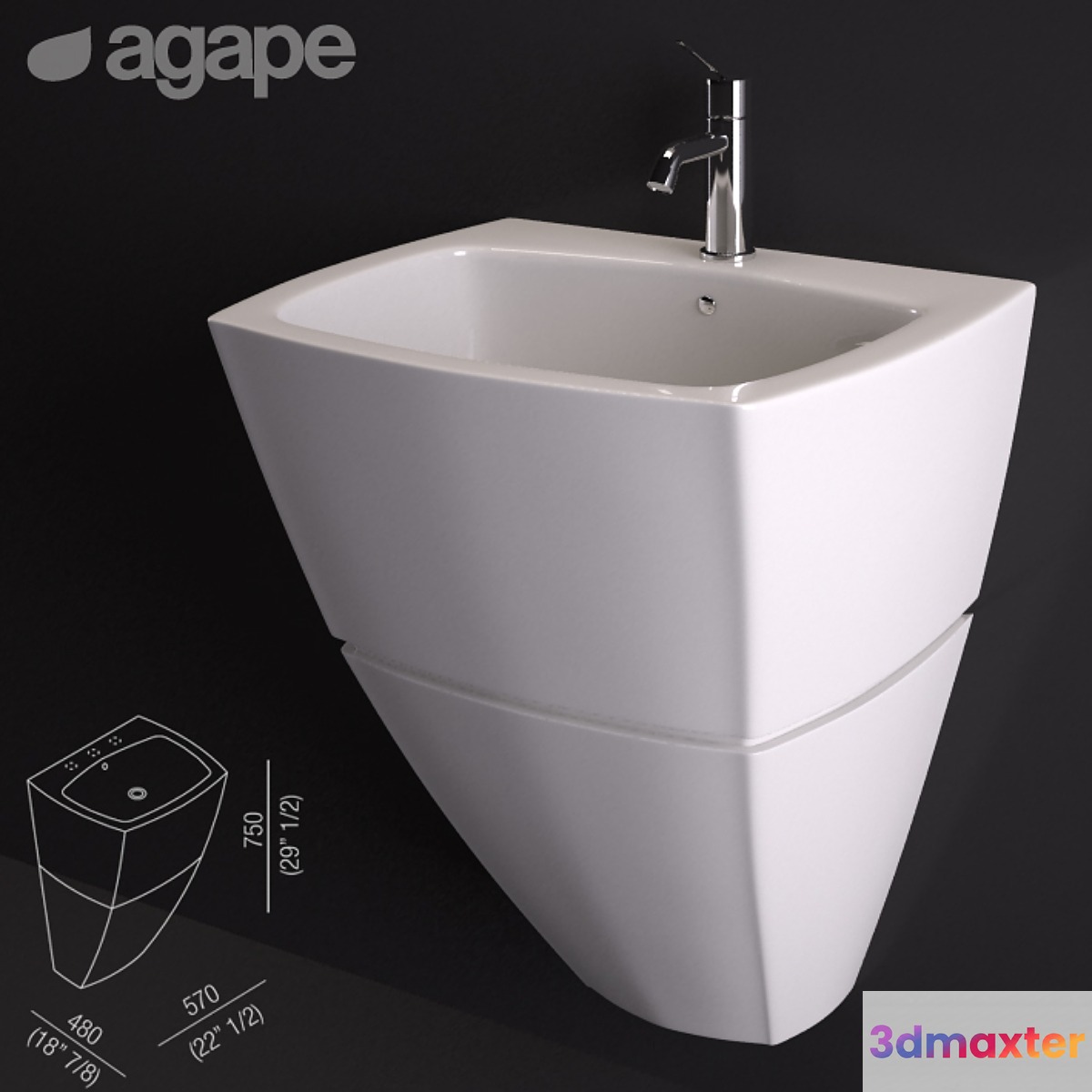 Washbasin Agape 750C 3D Max