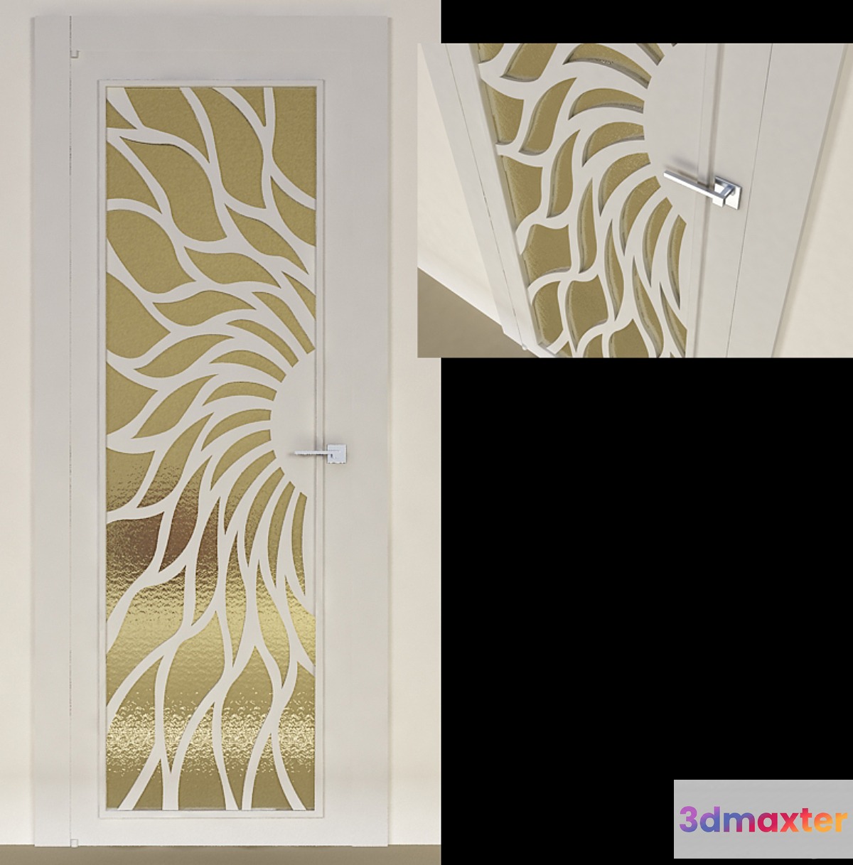 modern glass door 3D Max