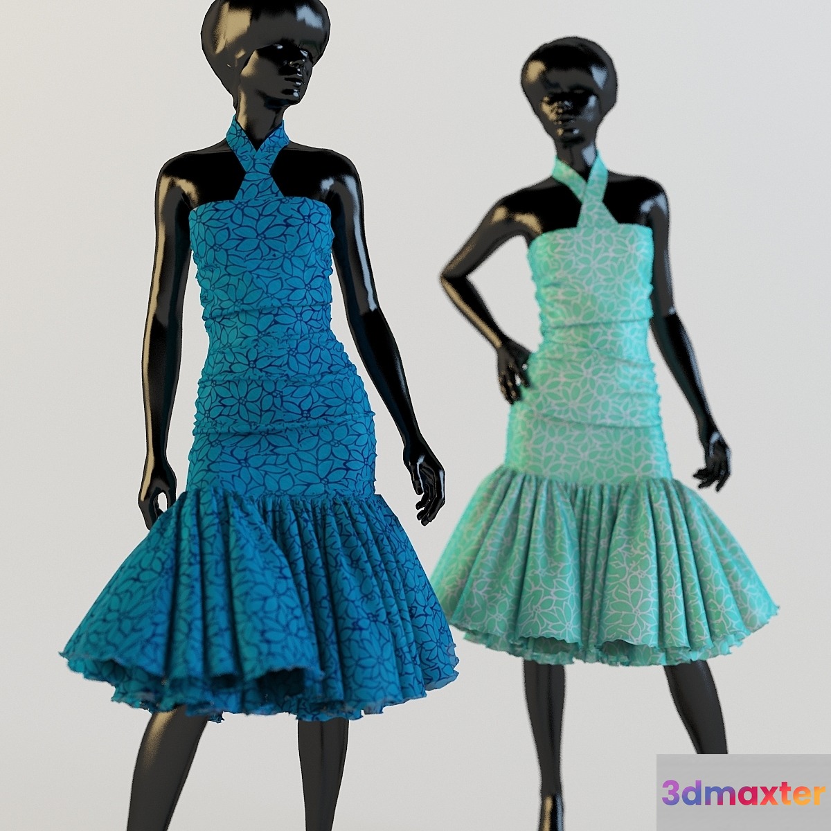 Dress on a mannequin in 2 positions 3D Max