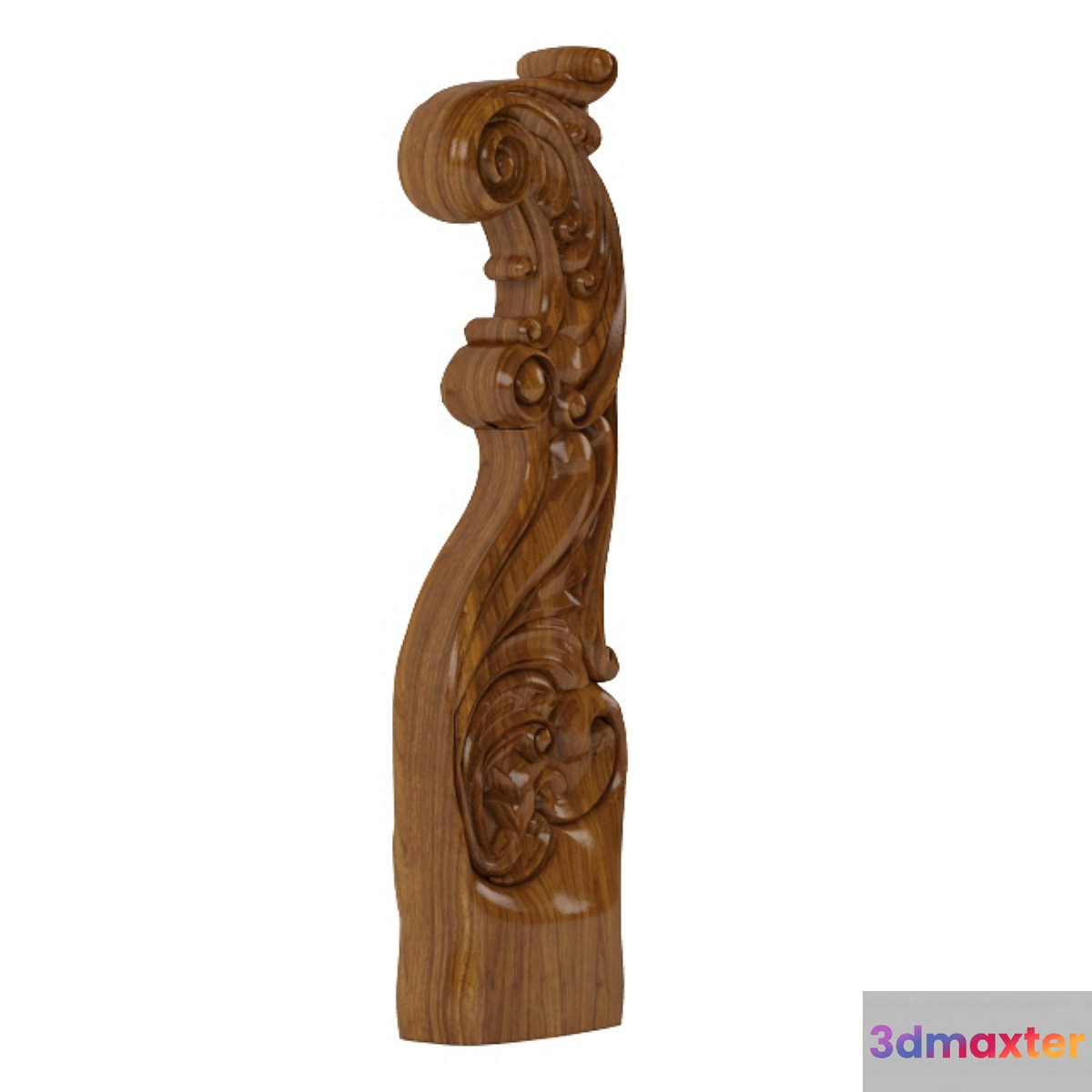 Model carved stair post 3D Max