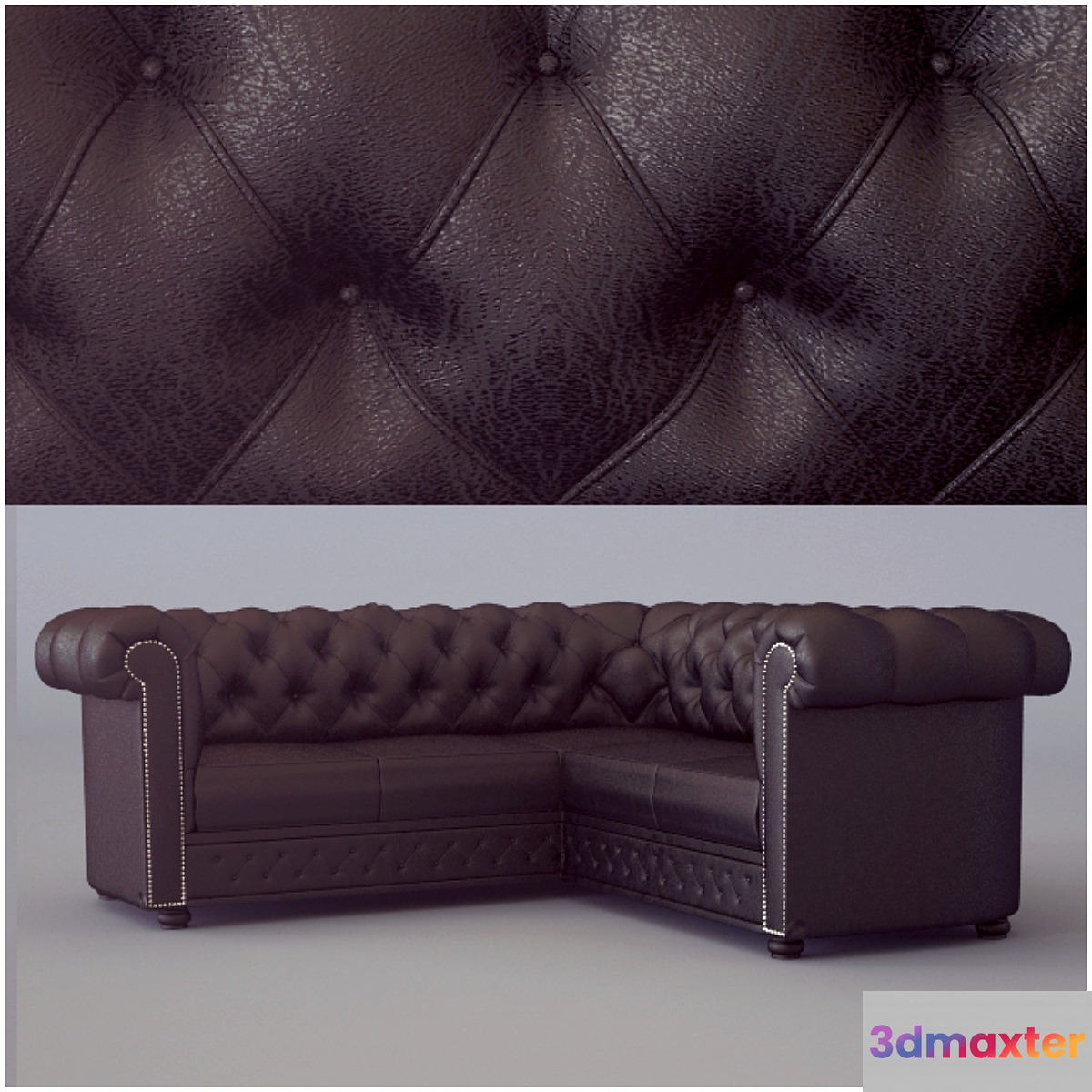 Corner sofa Chesterfield Classic Corner Suite Antique Brown 3D Max