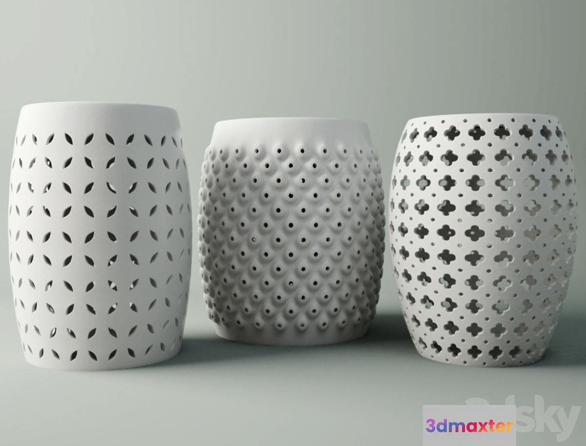 White Ceramic Stools - No.2 3D Max