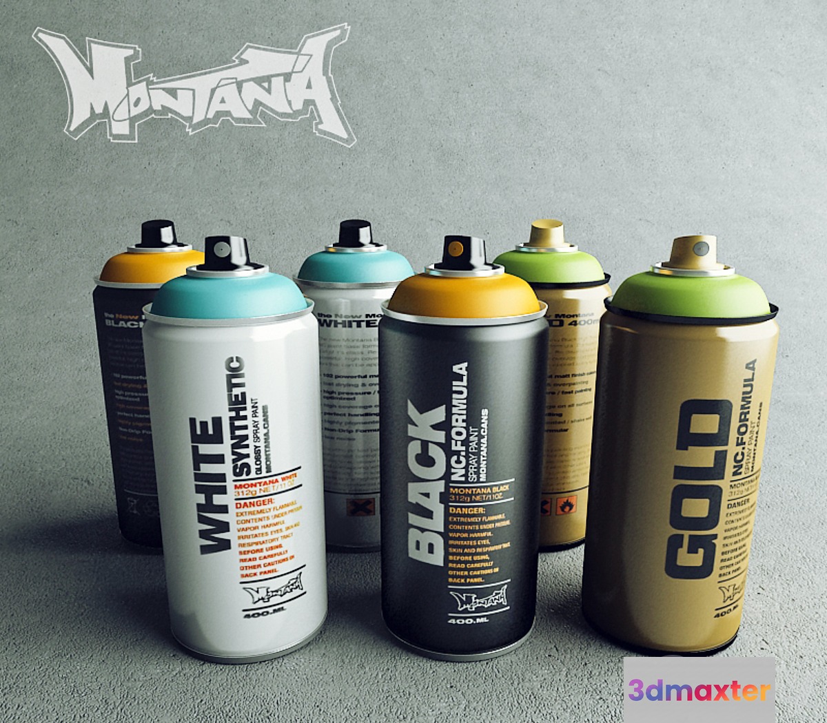 Montana spray cans 3D Max