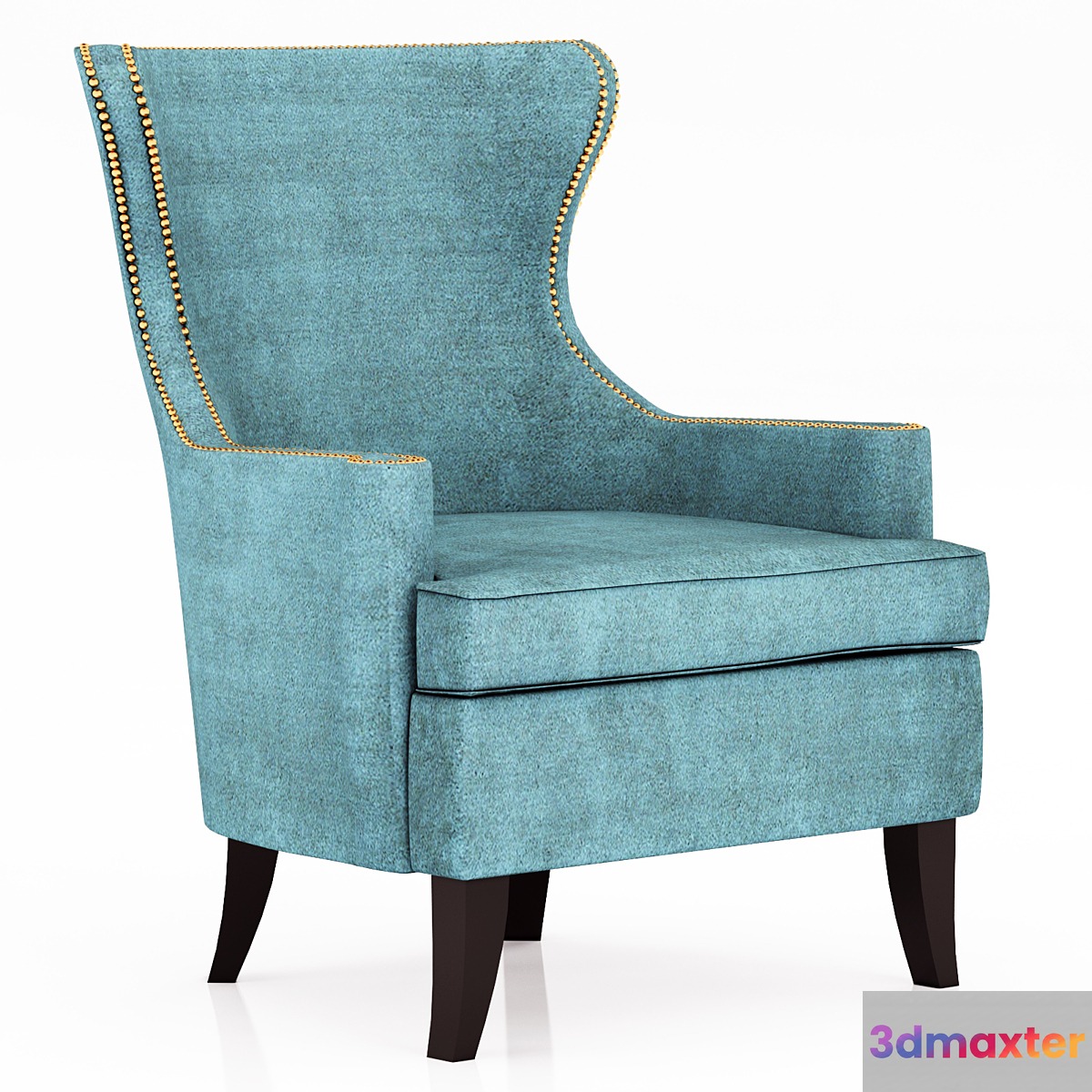 Pacific Blue Elliott Wingback Chair 3D Max