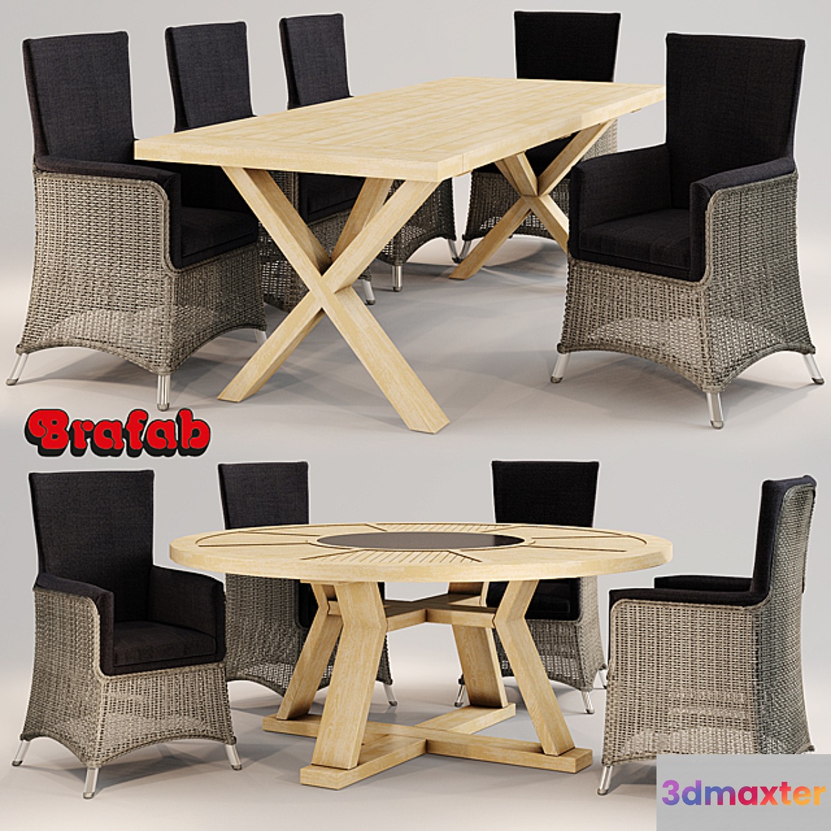 Wicker chair and two tables Brafab