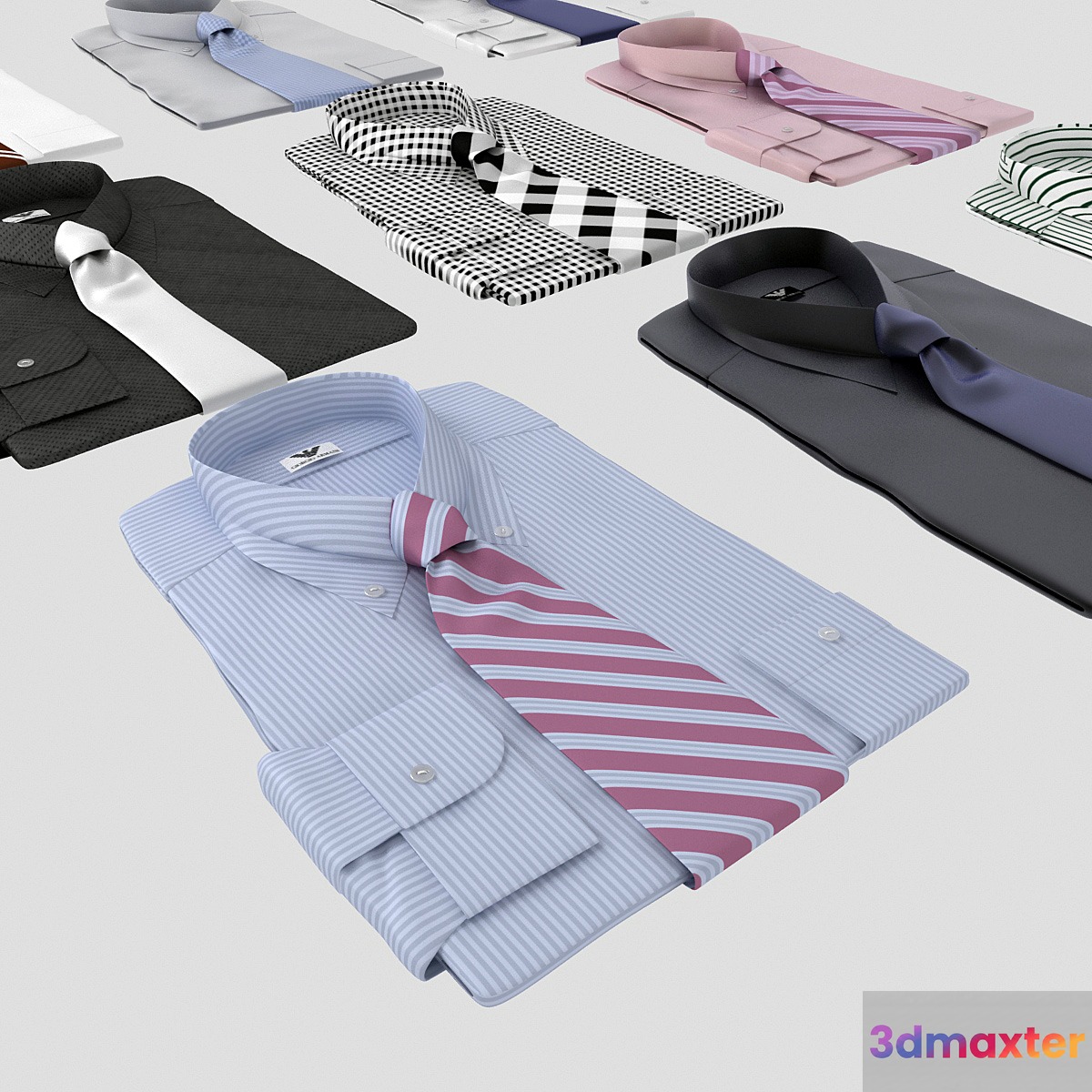 Set of shirts with tie 3D Max