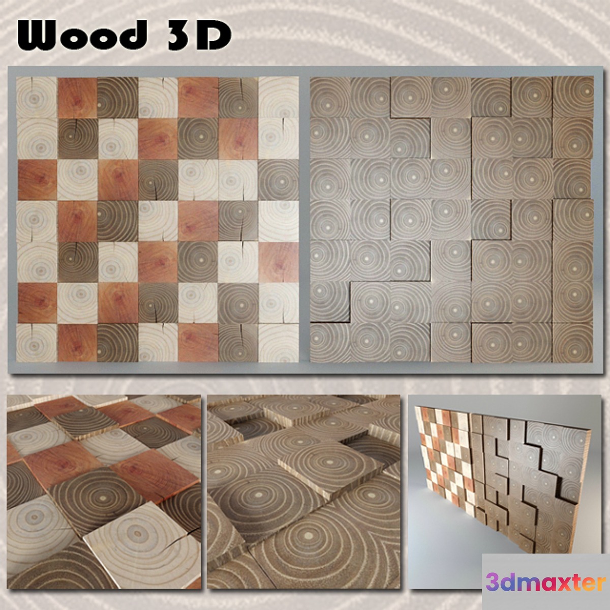 3D wooden panel 3D Max