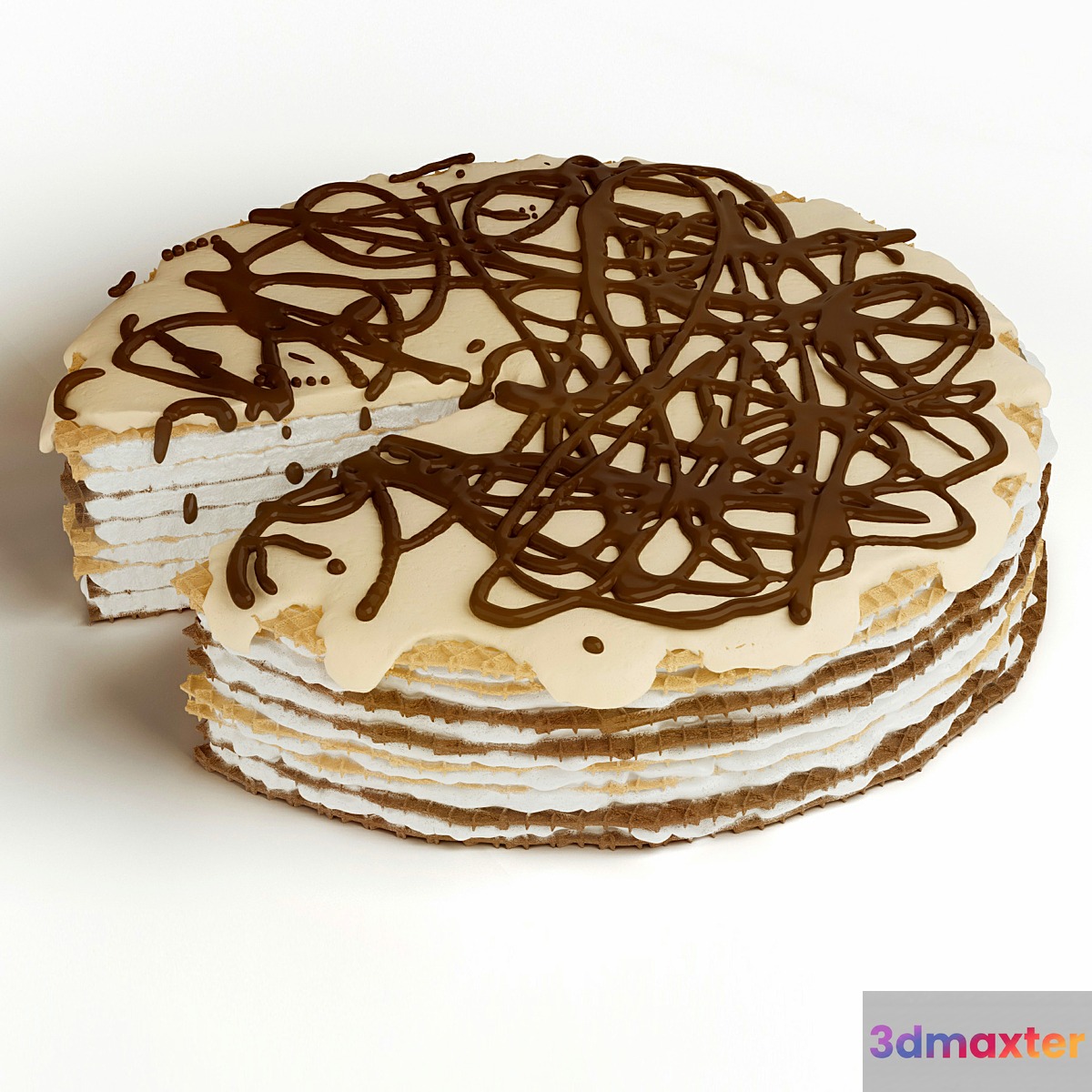cake with cream waffle