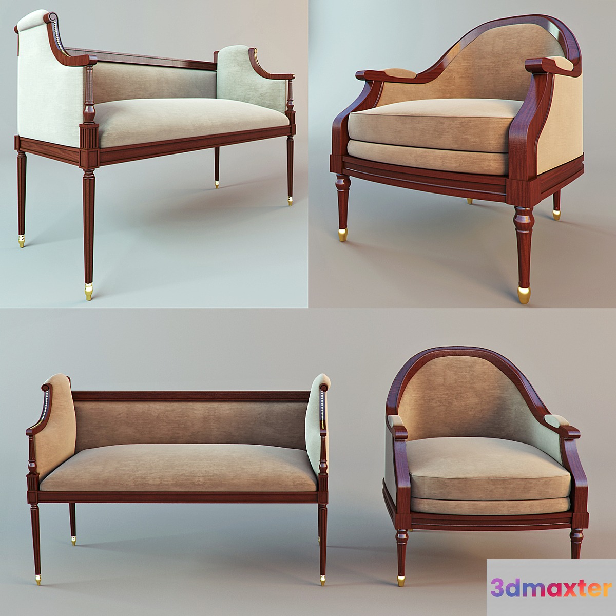 Classic armchair and stool