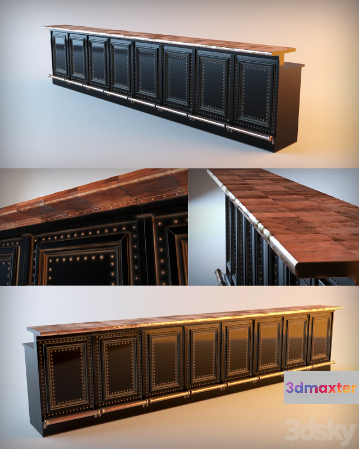 Bar with a copper finish