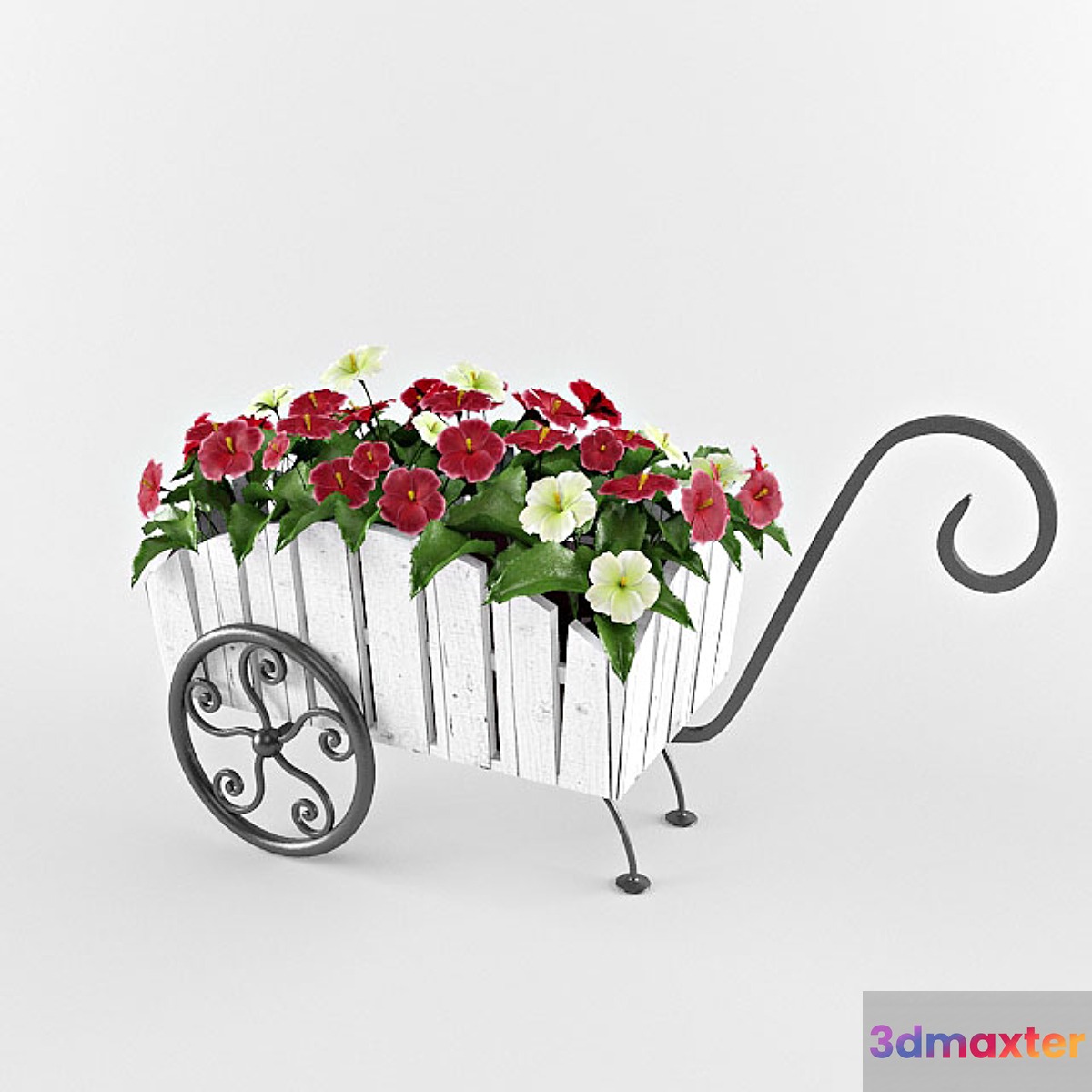 flowers in a wheelbarrow 3D Max