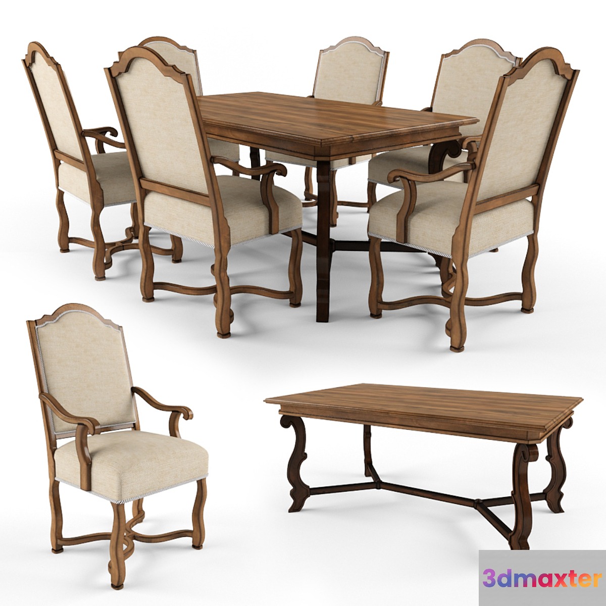Century Furniture Table and Chairs 3D Max