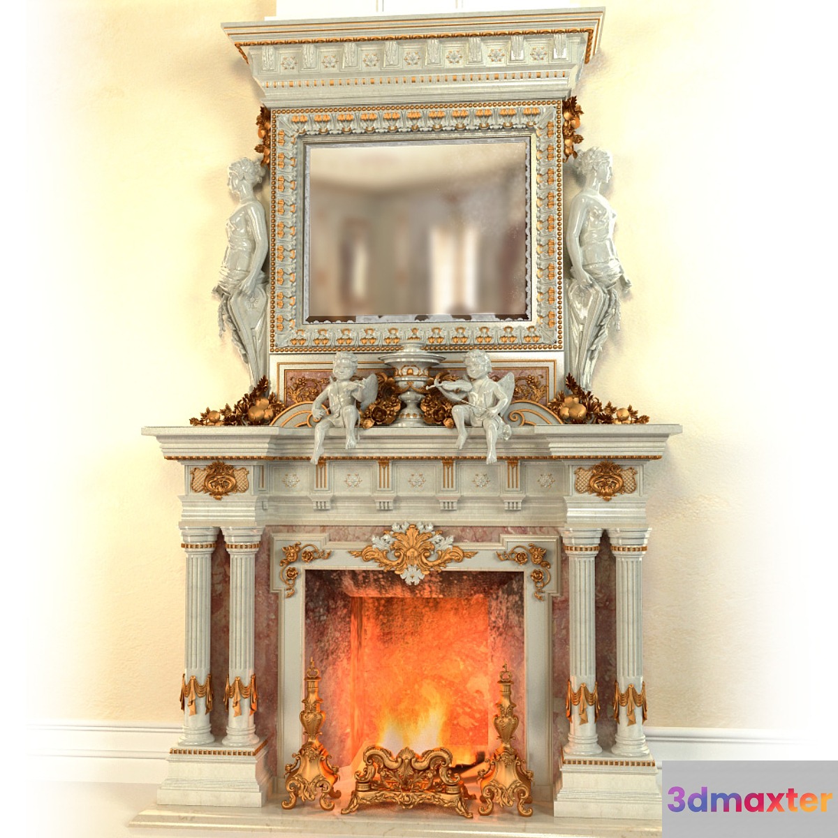 Fireplace in the Baroque style
