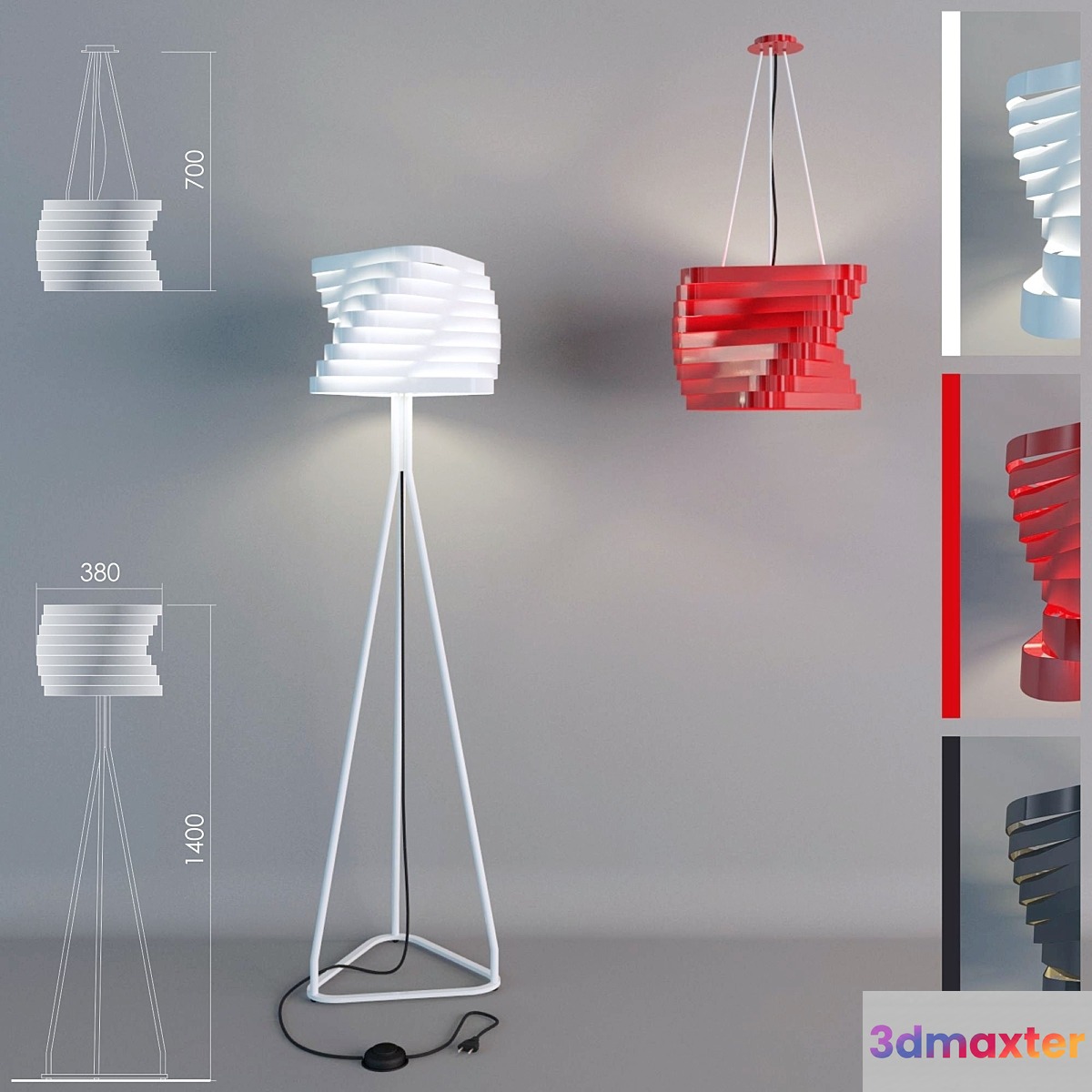 Chandelier and floor lamp ALMERICH BOOMERANG 3D Max
