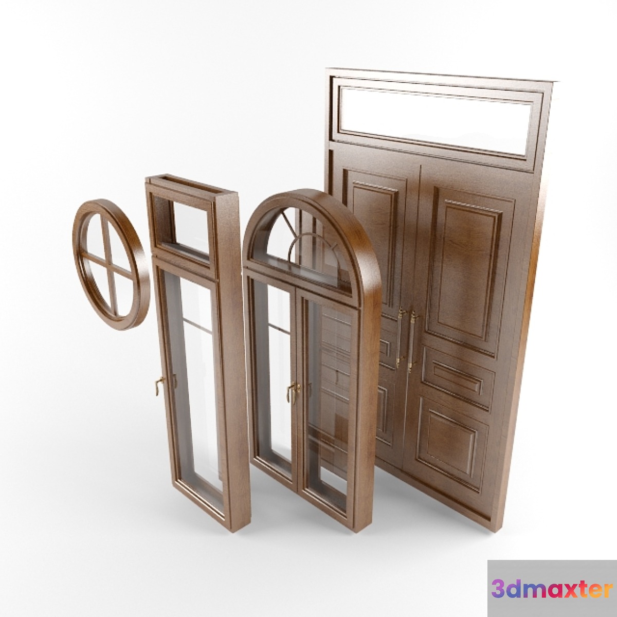 The windows and door of a single project.