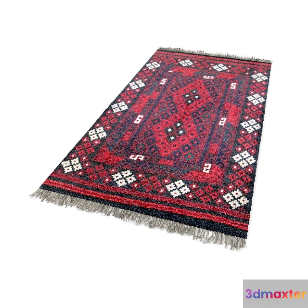 Burgundy kilim with rhombus 3D Max