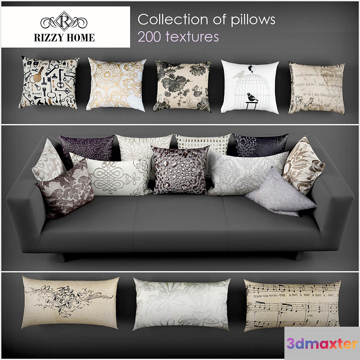 Rizzy Home pillows 3D Max