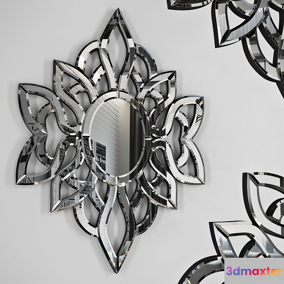 Filigree Flower Mirror 3D Max