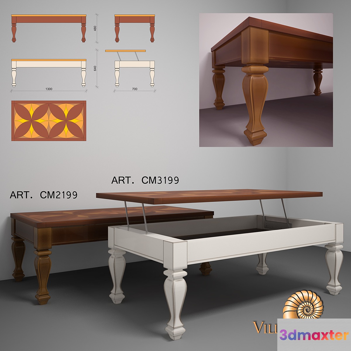 Two coffee tables Villa Nova - No.2 3D Max