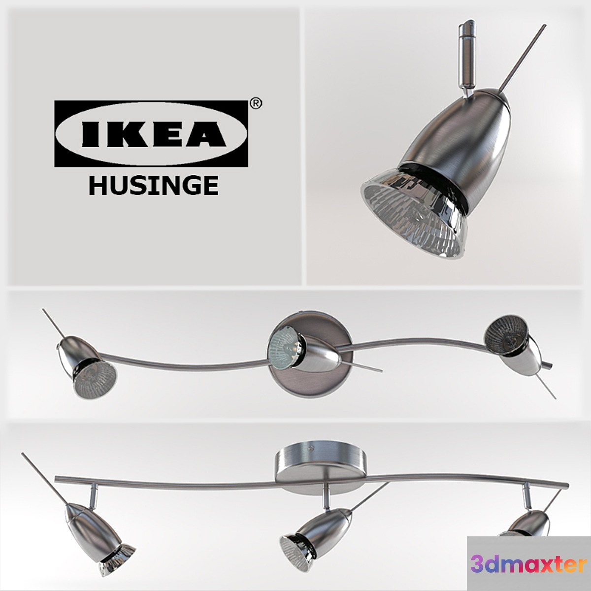 IKEA HUSINGE Ceiling track 3 spotlights