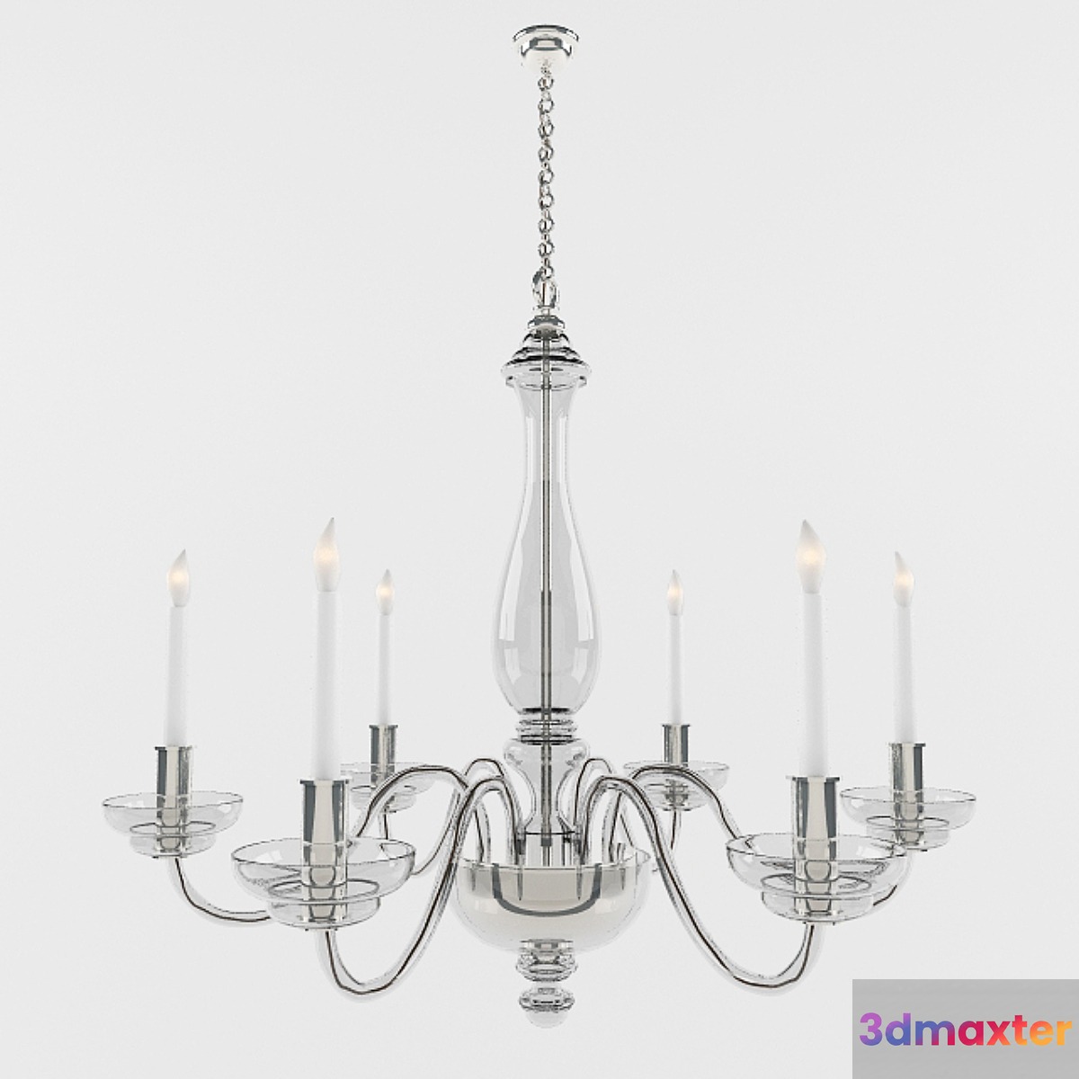 Visual Comfort EF Chapman King George 6 Light Chandelier in Crystal with Polished Silver CHC1142CG