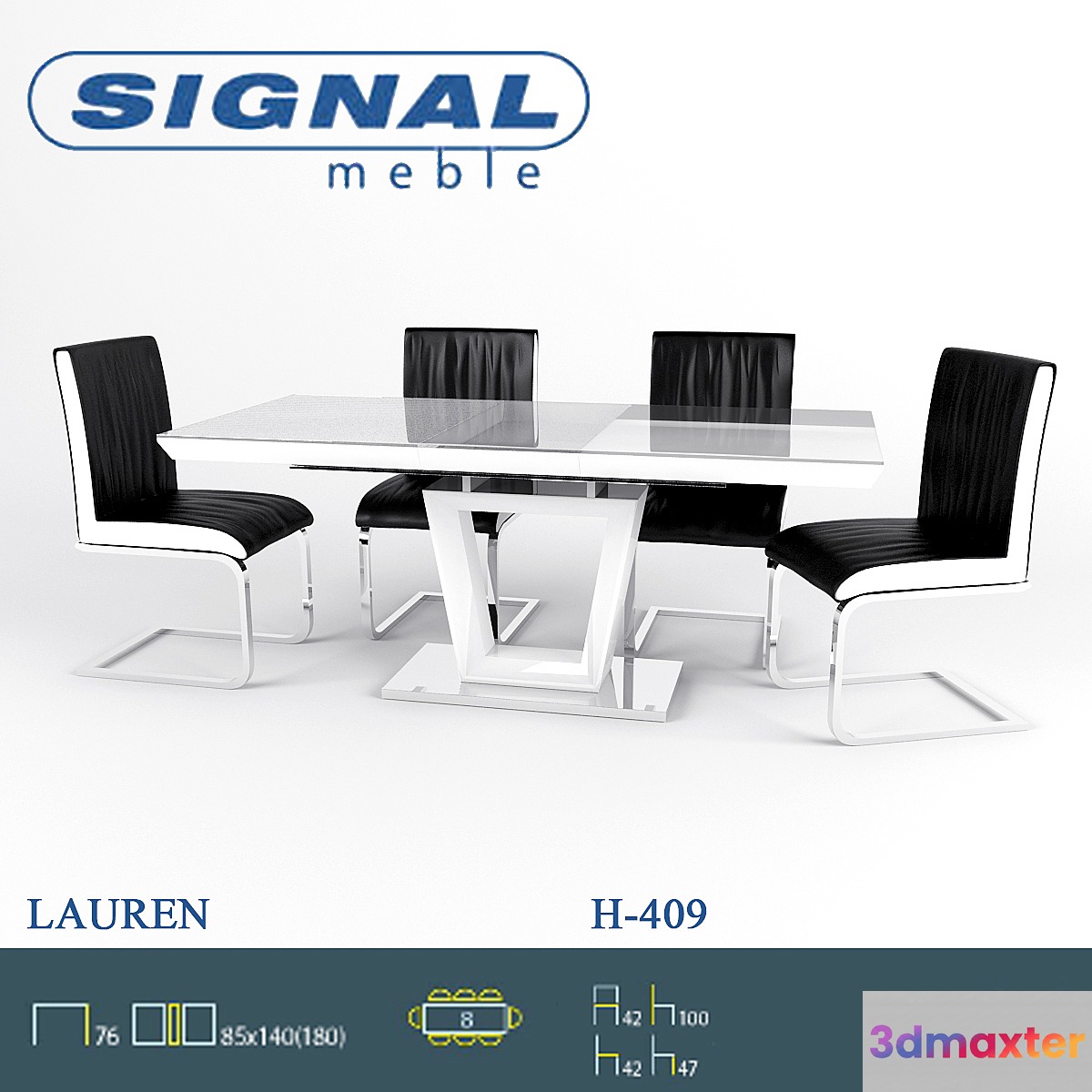 Signal dining group LAUREN + H-409 3D Max