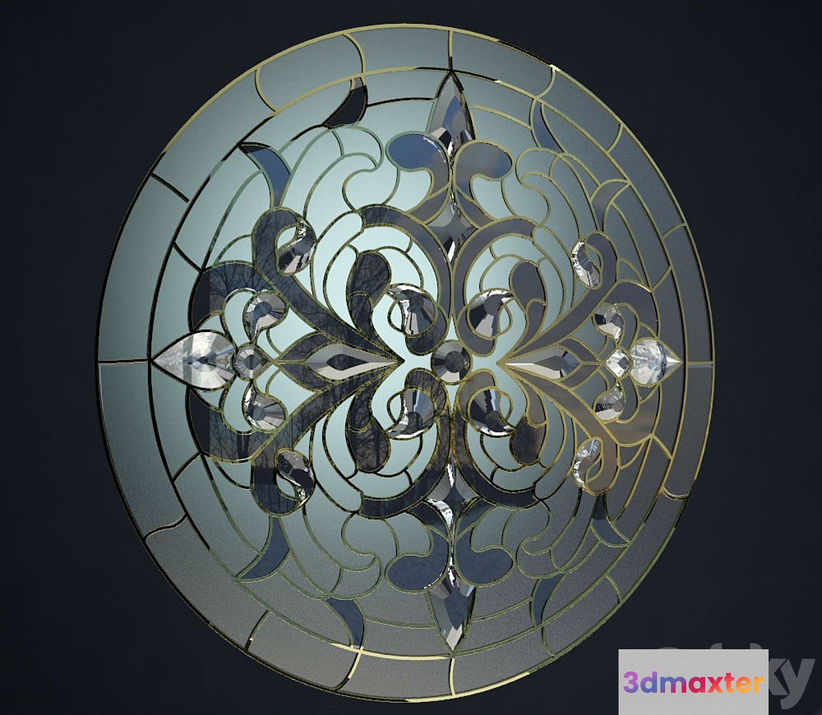 Stained glass window with bevelsami 3D Max