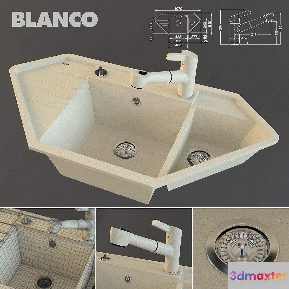 Sink Blanco LEXA 9E and mixer BLANCO ELIPSO-S II 3D Max