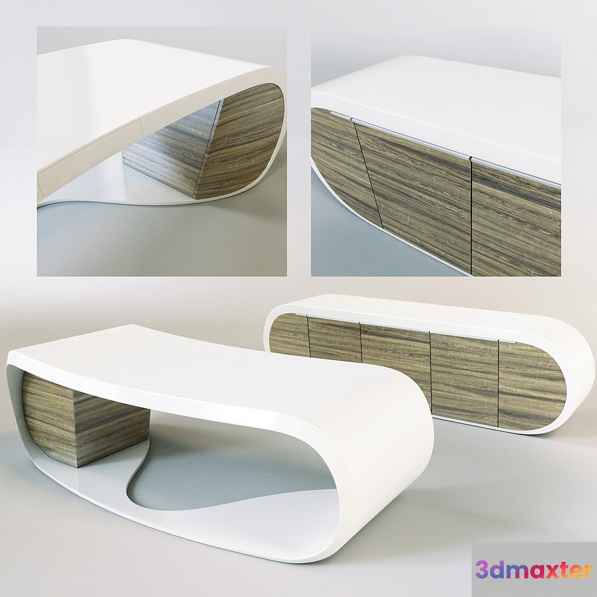 Goggle desk with cabinet by Danny Venlet 3D Max
