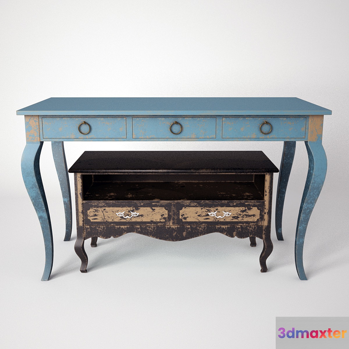 Antique French TV Stand & Writing Desk 3D Max