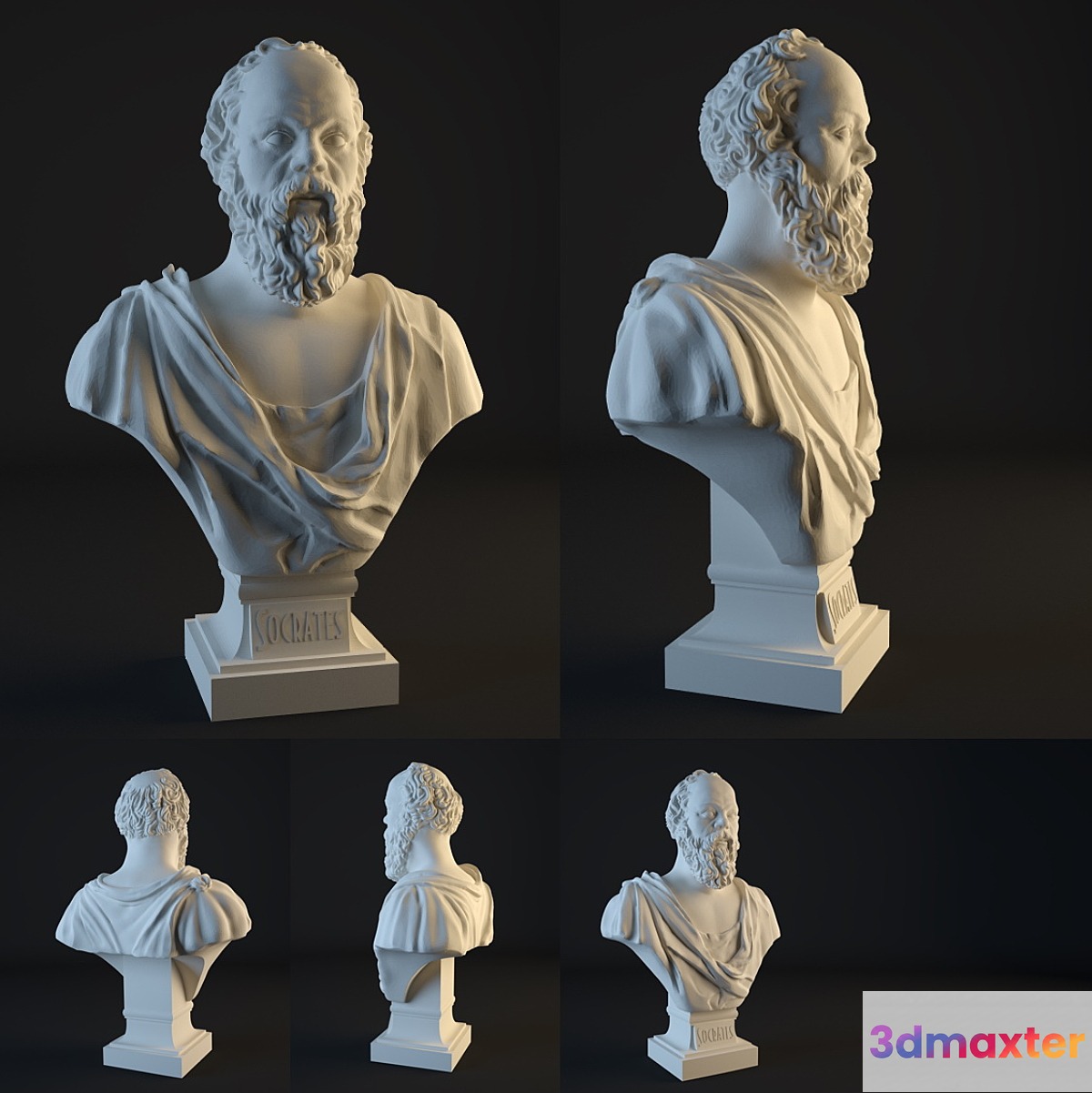 Socrates Bust 3D Max