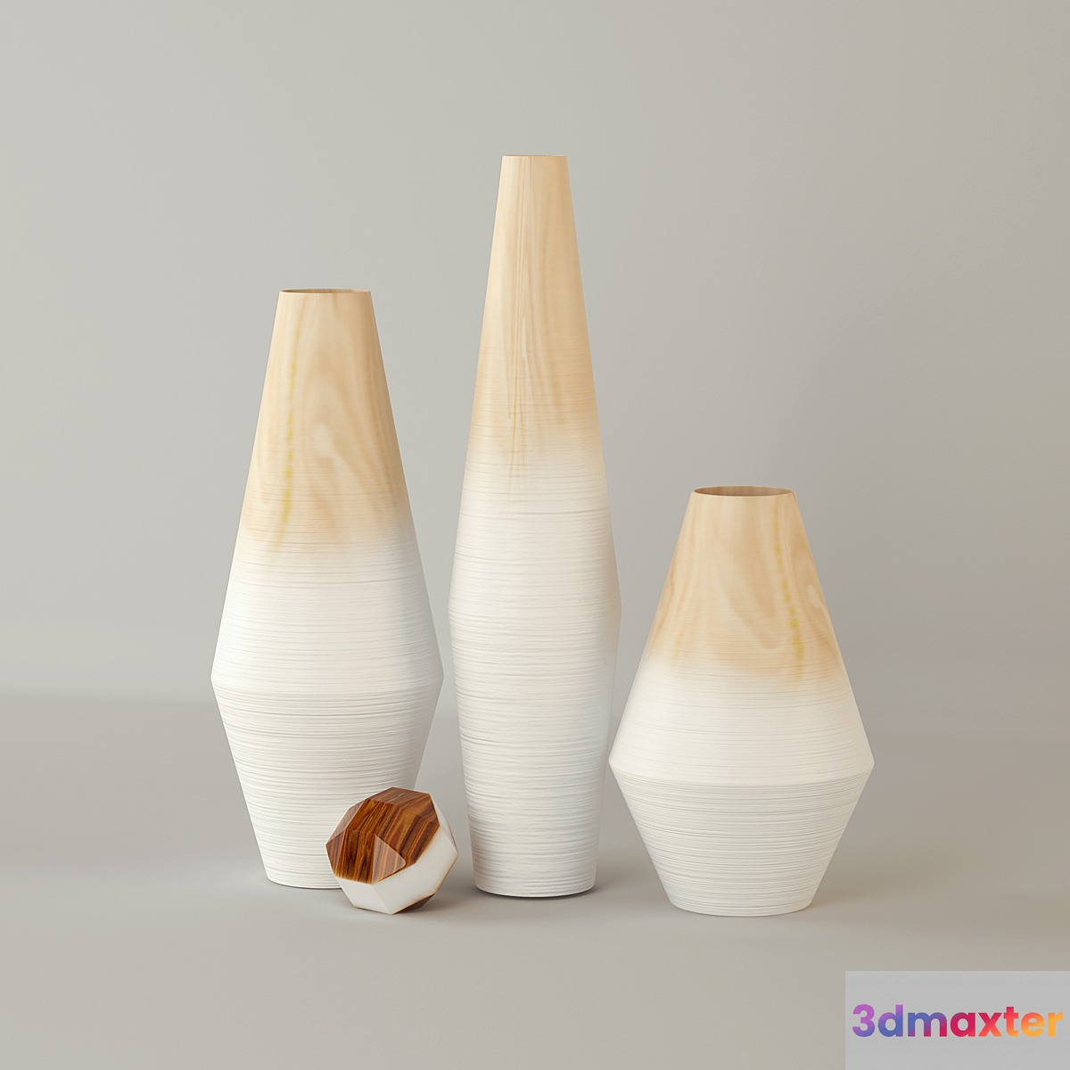 Modern Wood Ombre Vases - No.2