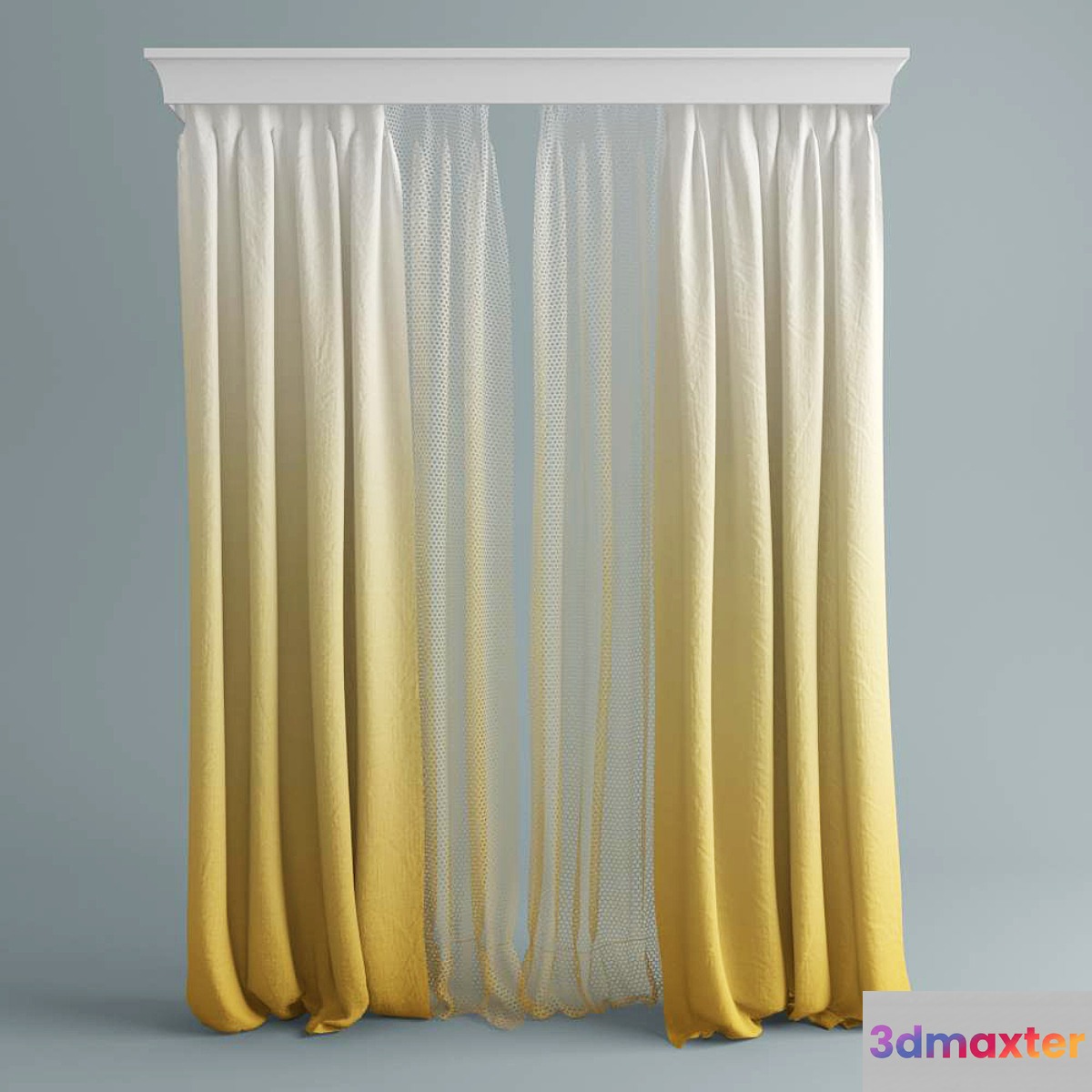 Curtains with tulle 3D Max