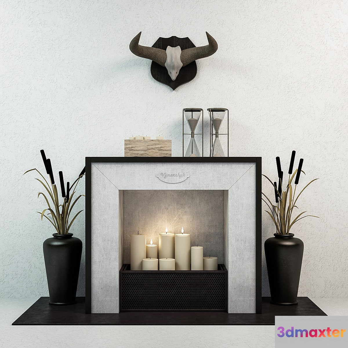 Decorative set with fireplace