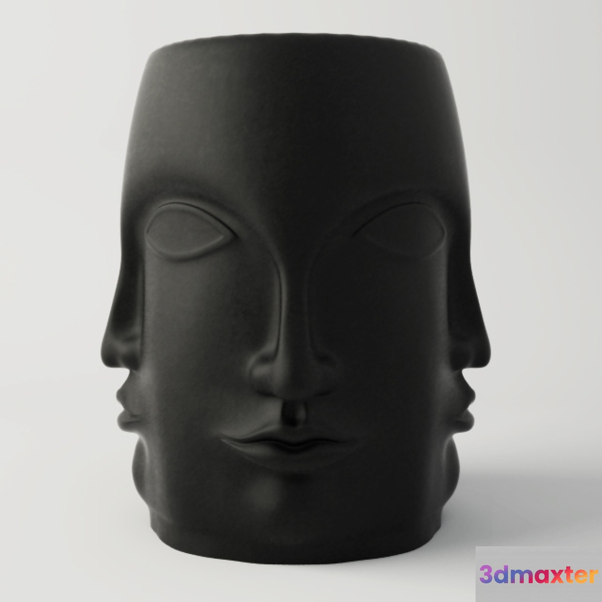 Black Carved Faces Garden Stool 3D Max