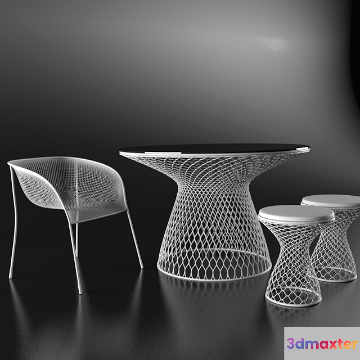 table + chairs (garden) 3D Max