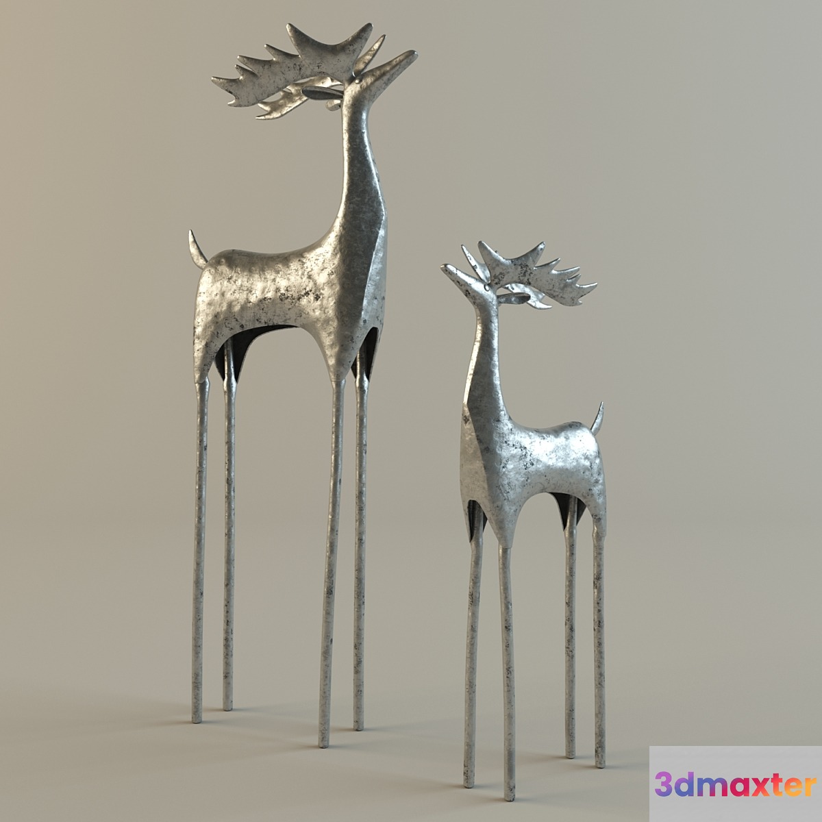 Pottery Barn Hammered Metal Reindeer 3D Max