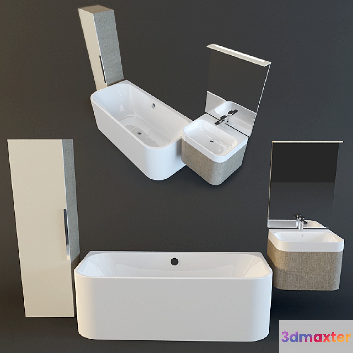 Set for bath Duravit Happy D2 - No.2 3D Max