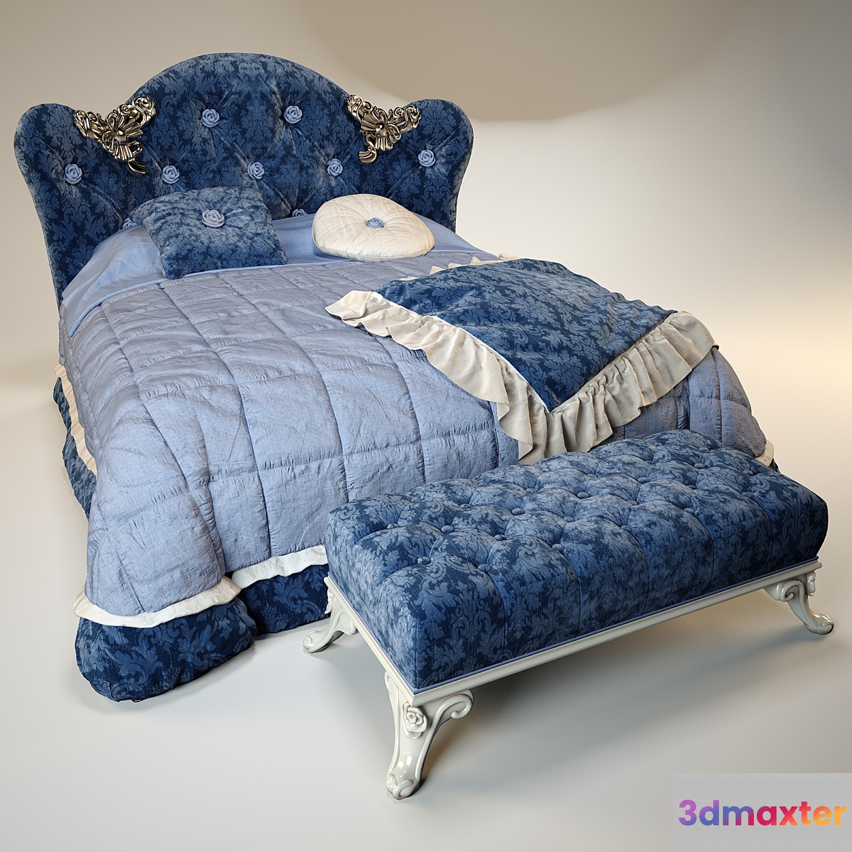 Bed VOLPI Mafalda With Ottoman 3D Max