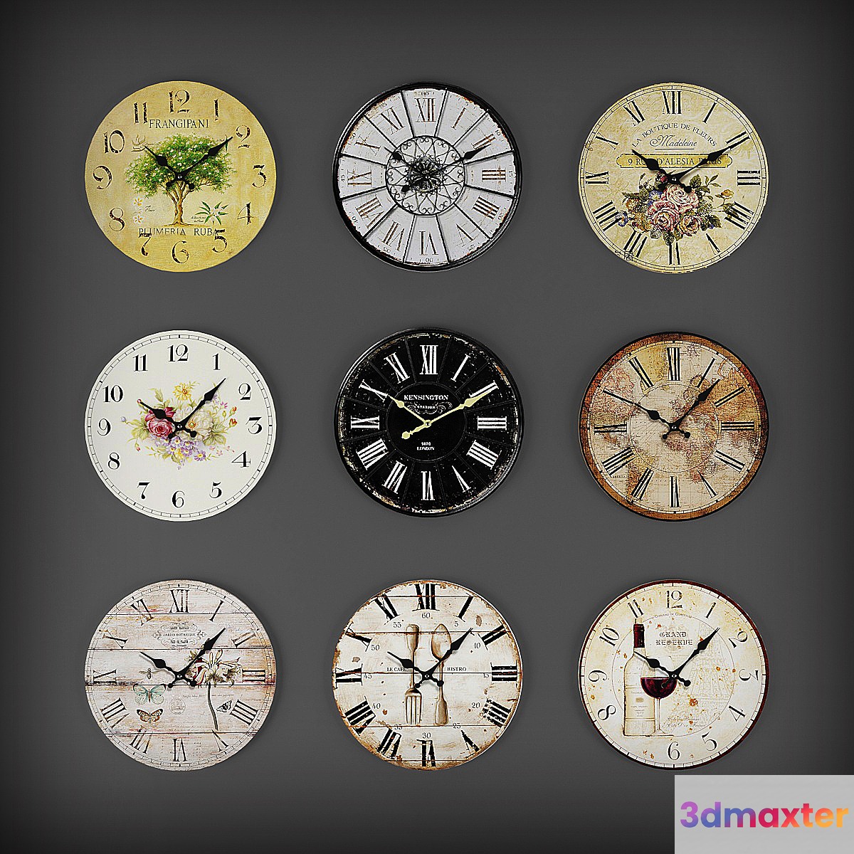 Collection of wall clocks 2 3D Max