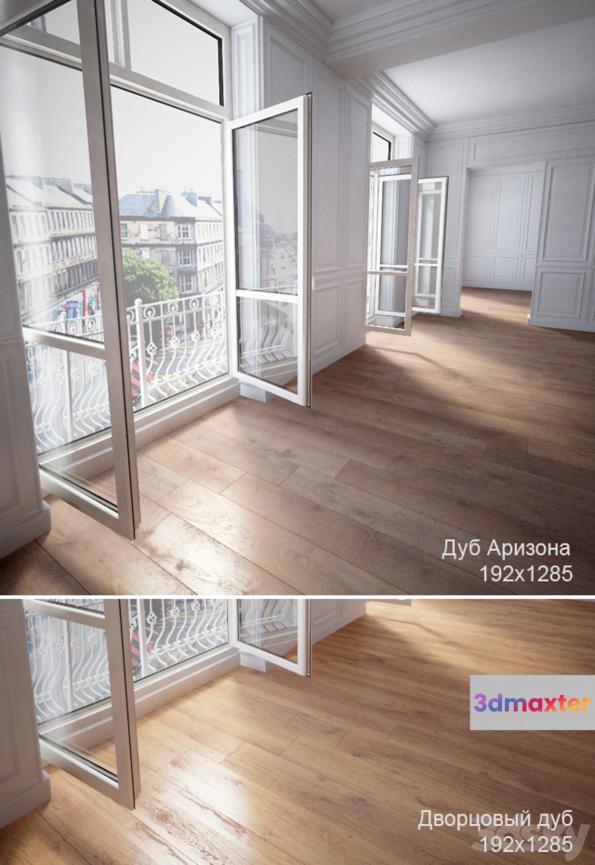 2 types of parquet: Oak Arizona Oak Highland 3D Max