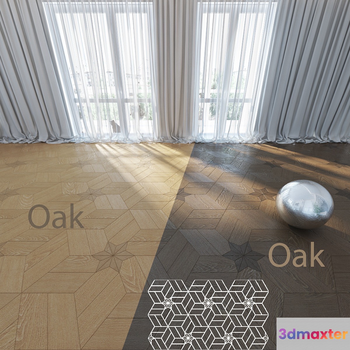 Parquet Sheremetyevo star with a star. Ver. 02 3D Max